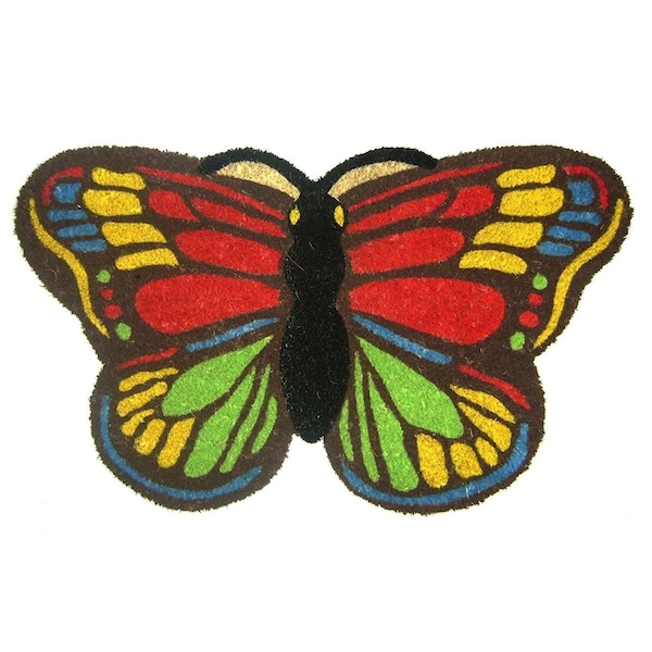 Dare2Decor Vinyl Back Colorful Butterfly Shaped Doormat DA2129150 - main